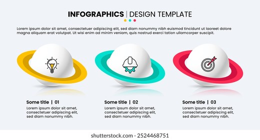 Plantilla de infografía con iconos y 3 opciones o pasos. Se puede utilizar para el diseño del flujo de trabajo, diagrama, Anuncio, diseño web. Ilustración vectorial