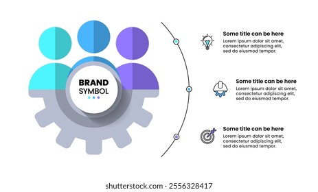 Infographic template with icons and 3 options or steps. Gear. Can be used for workflow layout, diagram, banner, webdesign. Vector illustration