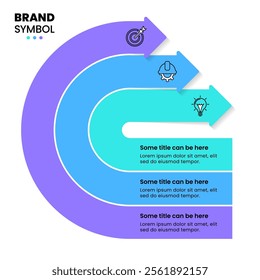 Infographic template with icons and 3 options or steps. Semicircle. Can be used for workflow layout, diagram, banner, webdesign. Vector illustration