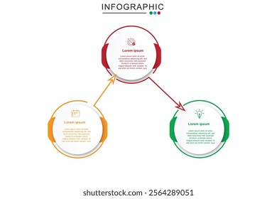 Infographic template with icons and 3 options or steps. Can be used for workflow layout, diagram, banner, web design. Vector illustration