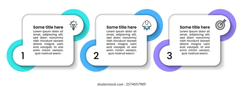 Infographic template with icons and 3 options or steps. Squares. Can be used for workflow layout, diagram, banner, webdesign. Vector illustration