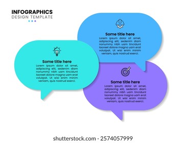 Infographic template with icons and 3 options or steps. Speech bubbles. Can be used for workflow layout, diagram, banner, webdesign. Vector illustration