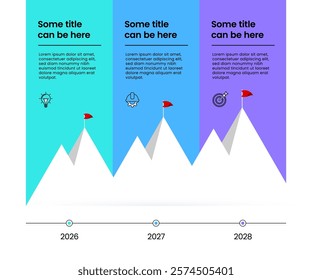 Infographic template with icons and 3 options or steps. Mountain. Can be used for workflow layout, diagram, banner, webdesign. Vector illustration