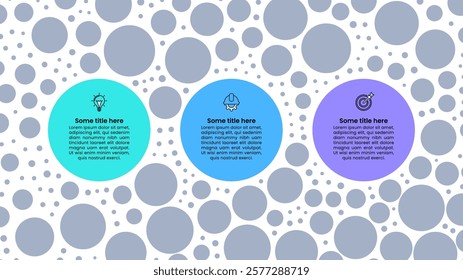 Infographic template with icons and 3 options or steps. Bubbles. Can be used for workflow layout, diagram, banner, webdesign. Vector illustration