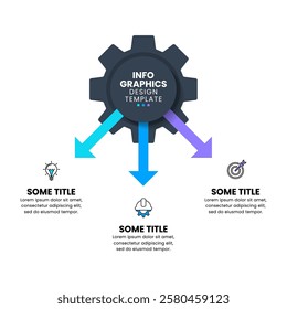 Infographic template with icons and 3 options or steps. Gear . Can be used for workflow layout, diagram, banner, webdesign. Vector illustration