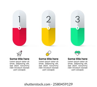 Infographic template with icons and 3 options or steps. Medical concept. Can be used for workflow layout, diagram, banner, webdesign. Vector illustration