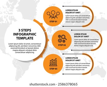 Infographic template with icons and 3 options or 3 steps. Can be used for workflow layout, diagram, timeline, banner, webdesign, business report, presentation. Vector illustration.