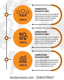 Infographic template with icons and 3 options or 3 steps. Can be used for workflow layout, diagram, timeline, banner, webdesign, business report, presentation. Vector illustration.