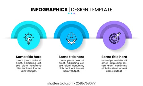 Infographic template with icons and 3 options or steps. Circles. Can be used for workflow layout, diagram, banner, webdesign. Vector illustration