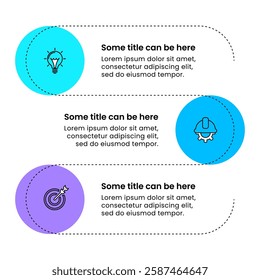 Infographic template with icons and 3 options or steps. Line. Can be used for workflow layout, diagram, banner, webdesign. Vector illustration