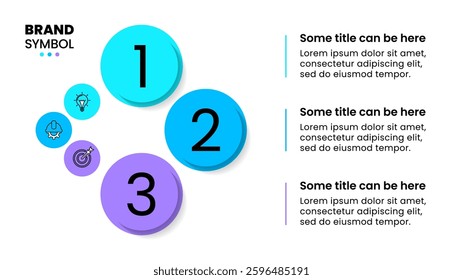 Infographic template with icons and 3 options or steps. Circles. Can be used for workflow layout, diagram, banner, webdesign. Vector illustration