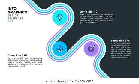 Infographic template with icons and 3 options or steps. Line. Can be used for workflow layout, diagram, banner, webdesign. Vector illustration
