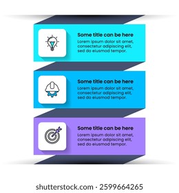Infographic template with icons and 3 options or steps. Connected banners. Can be used for workflow layout, diagram, webdesign. Vector illustration