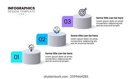 Infographic template with icons and 3 options or steps. Columns. Can be used for workflow layout, banner, diagram, webdesign. Vector illustration