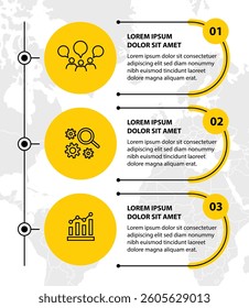Infographic template with icons and 3 options or 3 steps. Can be used for workflow layout, diagram, timeline, banner, webdesign, business report, presentation. Vector illustration.