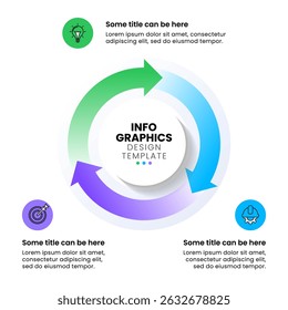Infographic template with icons and 3 options or steps. Circle. Can be used for workflow layout, diagram, banner, webdesign. Vector illustration