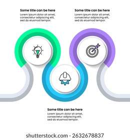 Infographic template with icons and 3 options or steps. Zigzag line. Can be used for workflow layout, diagram, banner, webdesign. Vector illustration