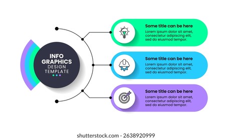 Infographic template with icons and 3 options or steps. Can be used for workflow layout, diagram, banner, webdesign. Vector illustration
