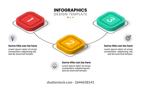 Infographic sjabloon met pictogrammen en 3 opties of stappen. Isometrische vierkanten. Kan worden gebruikt voor workflow lay-out, banner, diagram, webdesign. Vectorillustratie