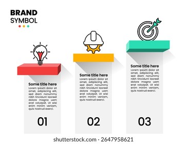 Infographic template with icons and 3 options or steps. Stairs. Can be used for workflow layout, banner, diagram, webdesign. Vector illustration