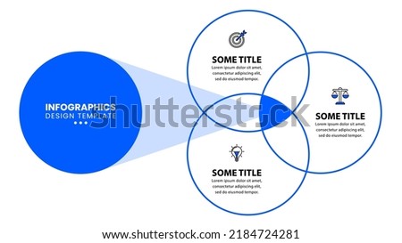 Infographic template with icons and 3 options or steps. Circle. Can be used for workflow layout, diagram, banner, webdesign. Vector illustration