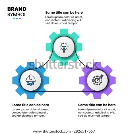Infographic template with icons and 3 options or steps. Gears. Can be used for workflow layout, diagram, banner, webdesign. Vector illustration