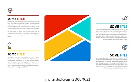 Plantilla de infografía con iconos y 4 opciones o pasos. Rectángulo. Se puede utilizar para diseño de flujo de trabajo, diagrama, banner, diseño web. Ilustración del vector