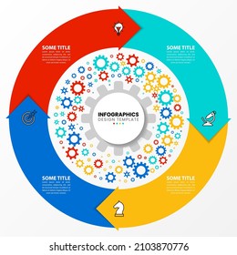 Infographic template with icons and 4 options or steps. Gears. Can be used for workflow layout, diagram, banner, webdesign. Vector illustration