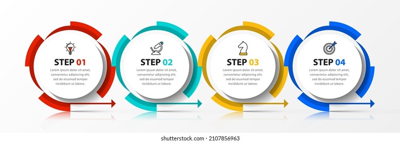 Infographic template with icons and 4 options or steps. Connected gears. Can be used for workflow layout, diagram, banner, webdesign. Vector illustration