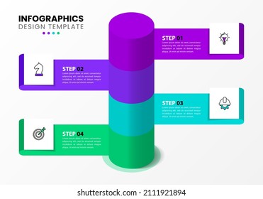 Infographic template with icons and 4 options or steps. Columns. Can be used for workflow layout, diagram, banner, webdesign. Vector illustration