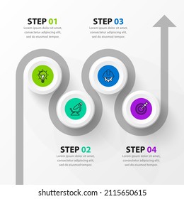 Infographic template with icons and 4 options or steps. Path. Can be used for workflow layout, diagram, banner, webdesign. Vector illustration