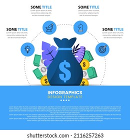 Infographic template with icons and 4 options or steps. Money. Can be used for workflow layout, diagram, banner, webdesign. Vector illustration