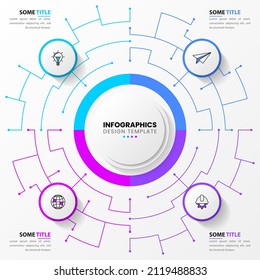 Infographic template with icons and 4 options or steps. Technology. Can be used for workflow layout, diagram, banner, webdesign. Vector illustration