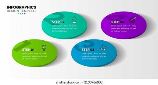 Infographic template with icons and 4 options or steps. Isometric circles. Can be used for workflow layout, diagram, banner, webdesign. Vector illustration