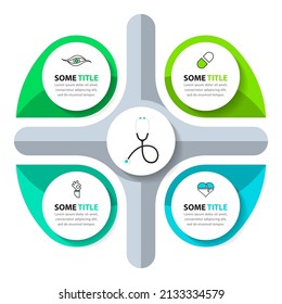 Infographic Template With Icons And 4 Options Or Steps. Healthcare. Can Be Used For Workflow Layout, Diagram, Banner, Webdesign. Vector Illustration