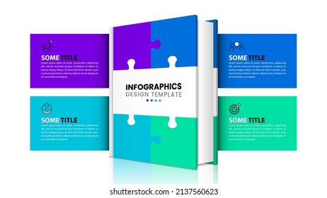 Infographic template with icons and 4 options or steps. Book. Can be used for workflow layout, diagram, banner, webdesign. Vector illustration