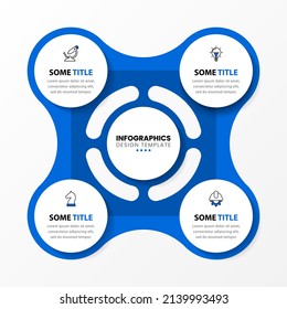 Infographic template with icons and 4 options or steps. Circle. Can be used for workflow layout, diagram, banner, webdesign. Vector illustration