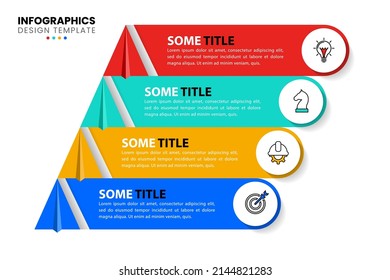 Infographic template with icons and 4 options or steps. Paper planes. Can be used for workflow layout, diagram, banner, webdesign. Vector illustration