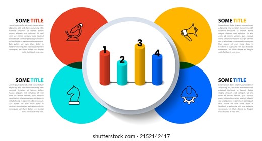 Infographic template with icons and 4 options or steps. Columns. Can be used for workflow layout, diagram, banner, webdesign. Vector illustration