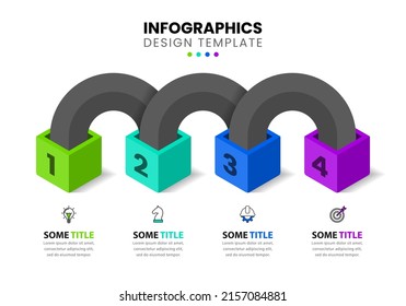 Infographic template with icons and 4 options or steps. Cubes. Can be used for workflow layout, diagram, banner, webdesign. Vector illustration