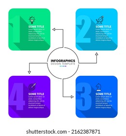 Infographic template with icons and 4 options or steps. Squares. Can be used for workflow layout, diagram, banner, webdesign. Vector illustration