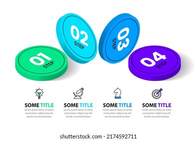 Infographic template with icons and 4 options or steps. Columns. Can be used for workflow layout, diagram, banner, webdesign. Vector illustration