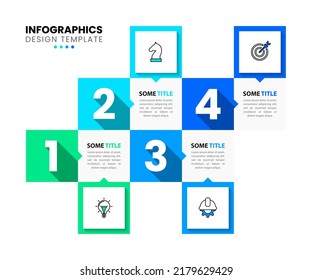 Infographic template with icons and 4 options or steps. Rectangles. Can be used for workflow layout, diagram, banner, webdesign. Vector illustration