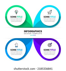 Infographic template with icons and 4 options or steps. Circles. Can be used for workflow layout, diagram, banner, webdesign. Vector illustration
