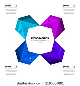 Plantilla de infografía con iconos y 4 opciones o pasos. Flechas. Se puede utilizar para diseño de flujo de trabajo, diagrama, banner, diseño web. Ilustración del vector