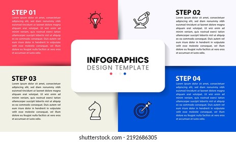 Infographic template with icons and 4 options or steps. Rectangle. Can be used for workflow layout, diagram, banner, webdesign. Vector illustration