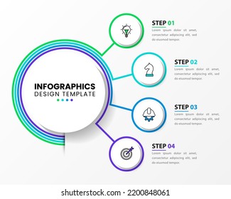 Infographic template with icons and 4 options or steps. Circles. Can be used for workflow layout, diagram, banner, webdesign. Vector illustration