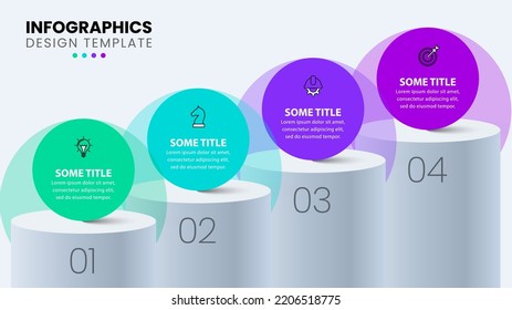 Infographic template with icons and 4 options or steps. Columns. Can be used for workflow layout, diagram, banner, webdesign. Vector illustration