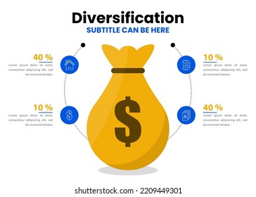 Plantilla de infografía con iconos y 4 opciones o pasos. Concepto de inversión. Se puede utilizar para diseño de flujo de trabajo, diagrama, banner, diseño web. Ilustración del vector