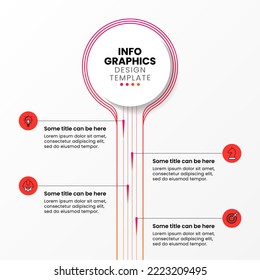 Plantilla de infografía con iconos y 4 opciones o pasos. Línea de tiempo. Se puede utilizar para diseño de flujo de trabajo, diagrama, banner, diseño web. Ilustración del vector